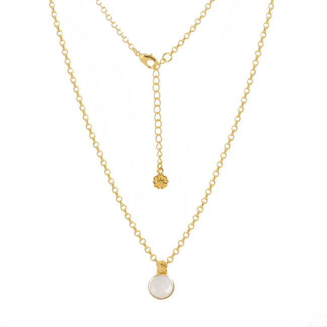 Charis Round Gemstone Necklace Moonstone