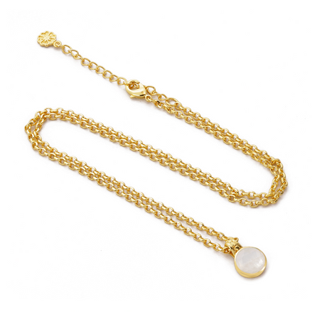 Charis Round Gemstone Necklace Moonstone