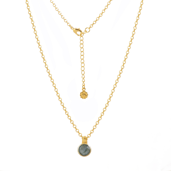 Charis Round Gemstone Necklace Labradorite