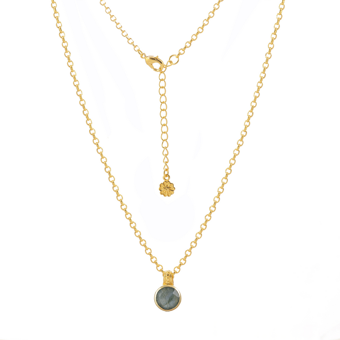 Charis Round Gemstone Necklace Labradorite