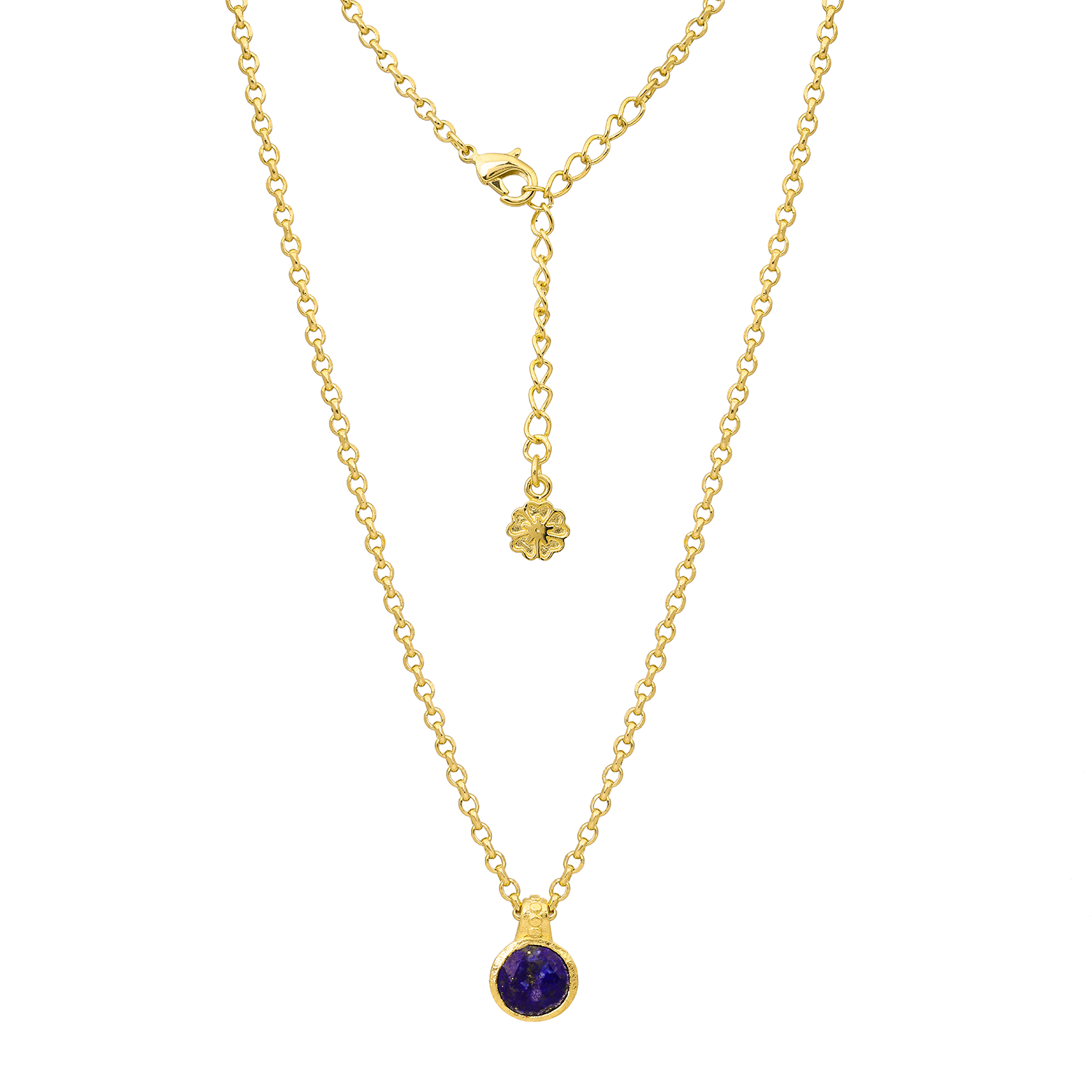 Charis Round Gemstone Necklace Lapis
