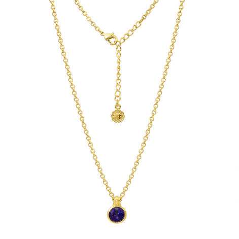 Charis Round Gemstone Necklace Lapis