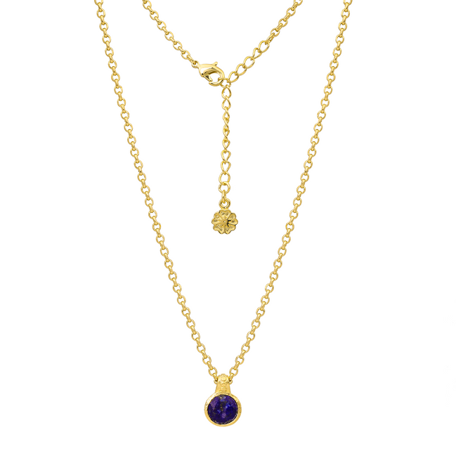 Charis Round Gemstone Necklace Lapis