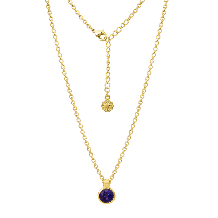 Charis Round Gemstone Necklace Lapis