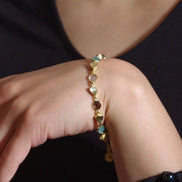 Gold Sara Mixed Gemstone Bracelet Pariba Onyx, Smoky Quartz & Rose Quartz