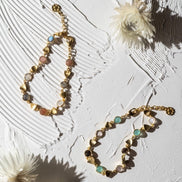 Gold Sara Mixed Gemstone Bracelet: Peach Moonstone, Labradorite & Moonstone