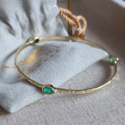 Simi Three Stone Stacking Bangle: Gold Peach Moonstone