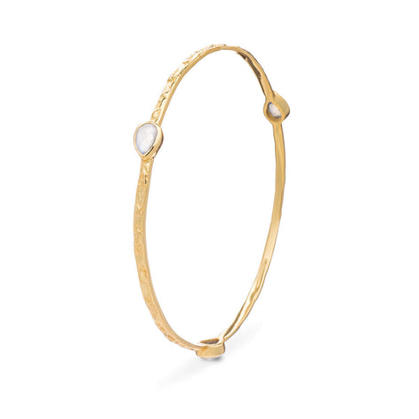 Simi Three Stone Stacking Bangle Rainbow Moonstone