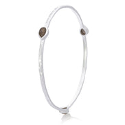 Simi Three Stone Stacking Bangle: Silver Labradorite