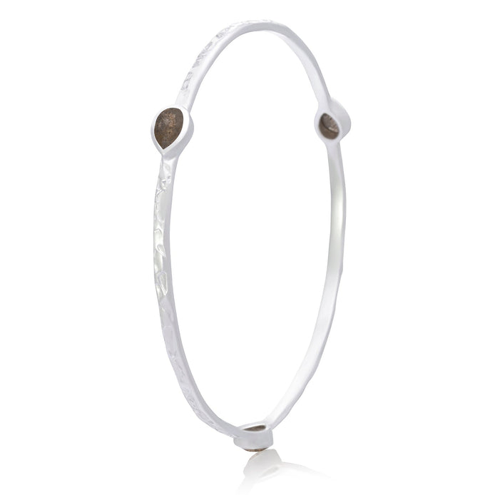 Simi Three Stone Stacking Bangle: Silver Labradorite