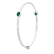 Simi Three Stone Stacking Bangle: Silver Green Onyx