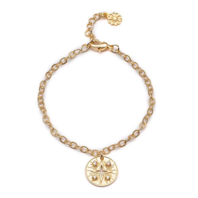 Cygnus Coin Charm Bracelet: Cubic Zirconia