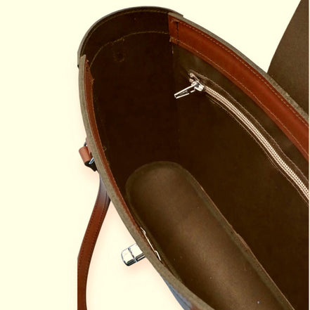 Tannery Tweed & Leather Mini Twist Lock Shopper Bag - Tan