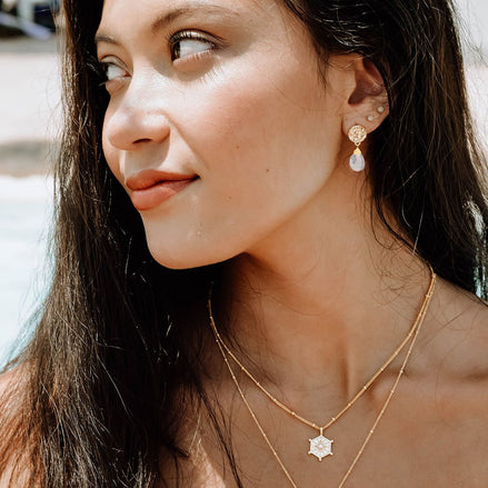 Classic Athena Drop Earrings: Moonstone
