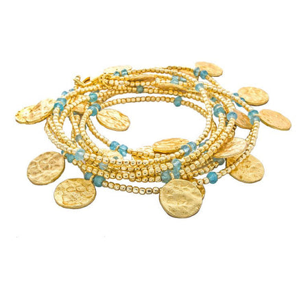 Cleo Long Coin Wrap Necklace: Apatite