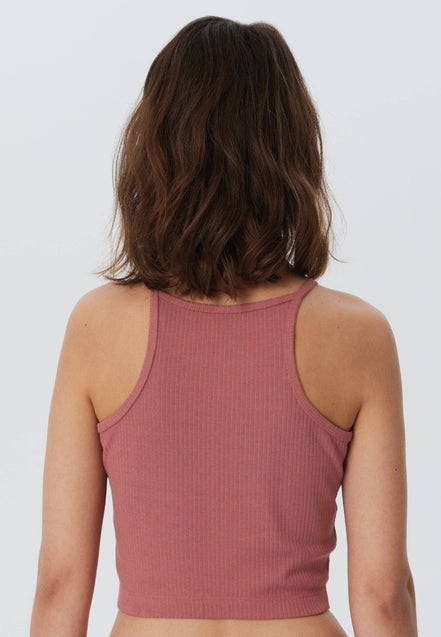 Organic Ribbed Crop Top with Spaghetti Straps: Women's