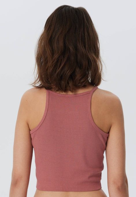 Organic Ribbed Crop Top with Spaghetti Straps: Women's