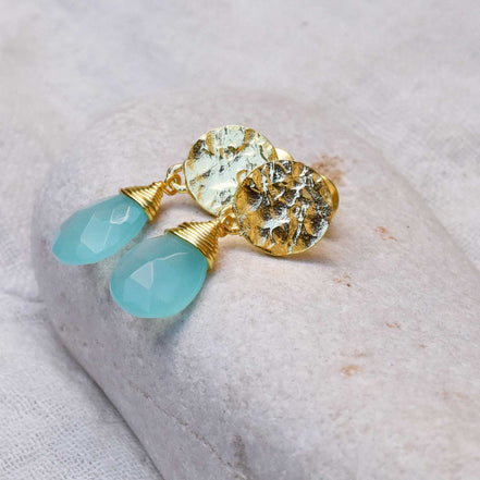 Classic Athena Kate Drop Earrings Aqua Pariba Onyx