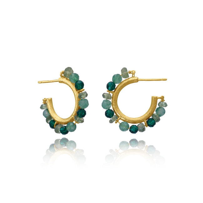 Ophelia Small Gemstone Hoops Green Aventurine, Green Apatite & Green Tourmaline