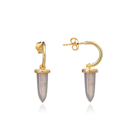 Pueblo Spike Hoop Earrings: Grey Moonstone