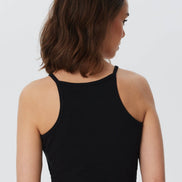 Organic Ribbed Crop Top with Spaghetti Straps: Women's