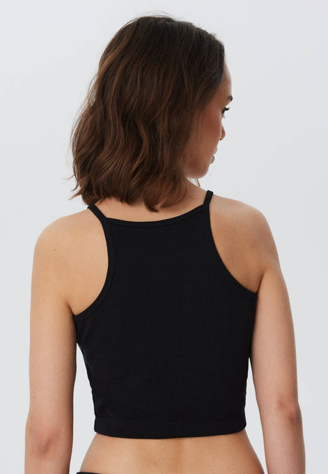 Organic Ribbed Crop Top with Spaghetti Straps: Women's