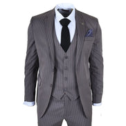 IM44 - Men's Classic Pinstripe 3 Piece Grey Suit