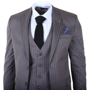 IM44 - Men's Classic Pinstripe 3 Piece Grey Suit