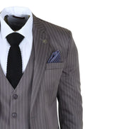 IM44 - Men's Classic Pinstripe 3 Piece Grey Suit