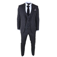 IM45 - Men's Classic Pinstripe 3 Piece Black Suit
