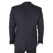 IM45 - Men's Classic Pinstripe 3 Piece Black Suit
