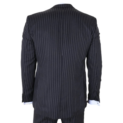 IM45 - Men's Classic Pinstripe 3 Piece Black Suit