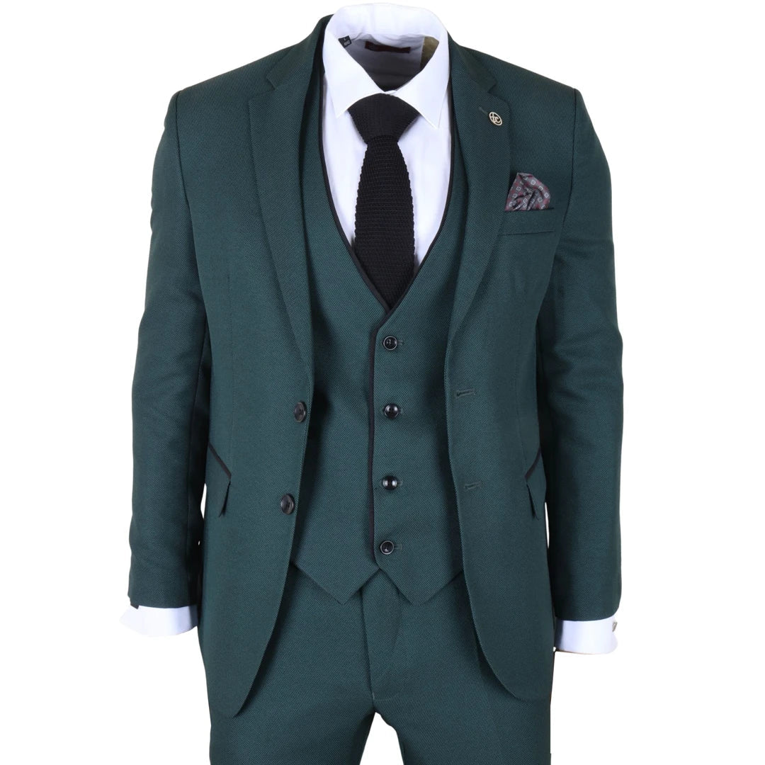IM46 - Men's 3 Piece Green Tailored Fit Suit