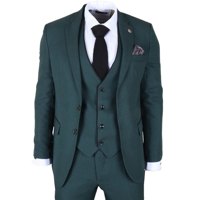 IM46 - Men's 3 Piece Green Tailored Fit Suit
