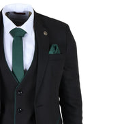 IM48 - Men's 3 Piece Black Tailored Fit Suit
