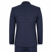 IM54 - Men's Navy Blue Check Tailored Fit 3 Piece Suit