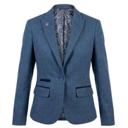 IMW-01 - Women's Blue Tweed Herringbone Blazer Waistcoat