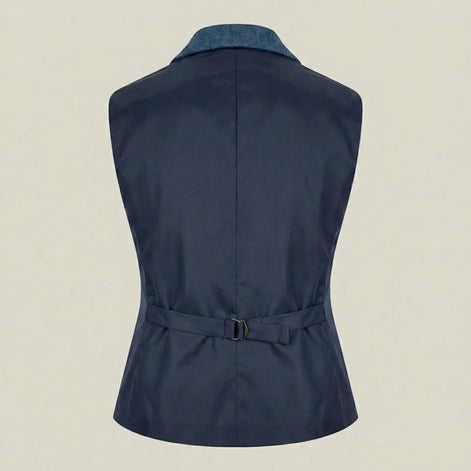 IMW-01 - Women's Blue Tweed Herringbone Blazer Waistcoat