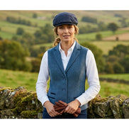 IMW-01 - Women's Blue Tweed Herringbone Blazer Waistcoat