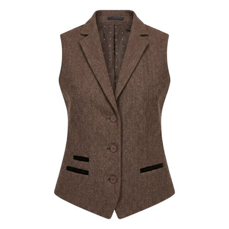 IMW-02 - Women's Oak Tweed Herringbone Blazer Waistcoat