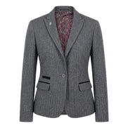 IMW-03 - Women's Grey Tweed Herringbone Blazer Waistcoat