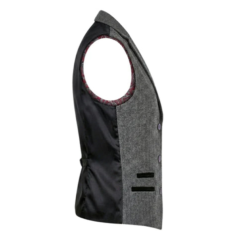 IMW-03 - Women's Grey Tweed Herringbone Blazer Waistcoat