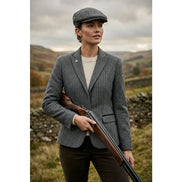 IMW-03 - Women's Grey Tweed Herringbone Blazer Waistcoat