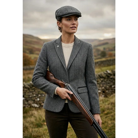 IMW-03 - Women's Grey Tweed Herringbone Blazer Waistcoat