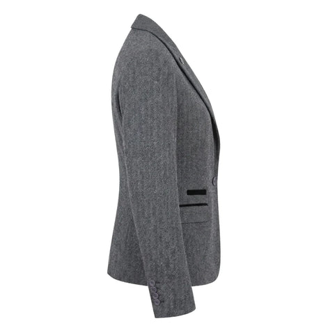 IMW-03 - Women's Grey Tweed Herringbone Blazer Waistcoat