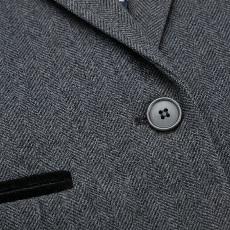 IMW-03 - Women's Grey Tweed Herringbone Blazer Waistcoat