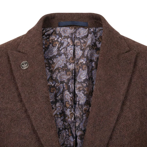 IMW-04 - Women's Brown Tweed Herringbone Blazer Waistcoat