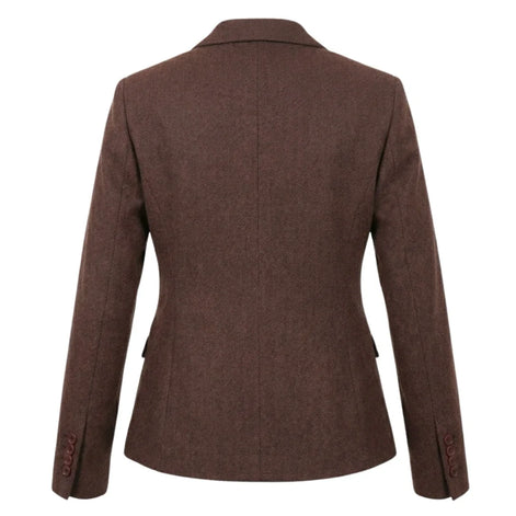 IMW-04 - Women's Brown Tweed Herringbone Blazer Waistcoat