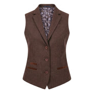 IMW-04 - Women's Brown Tweed Herringbone Blazer Waistcoat