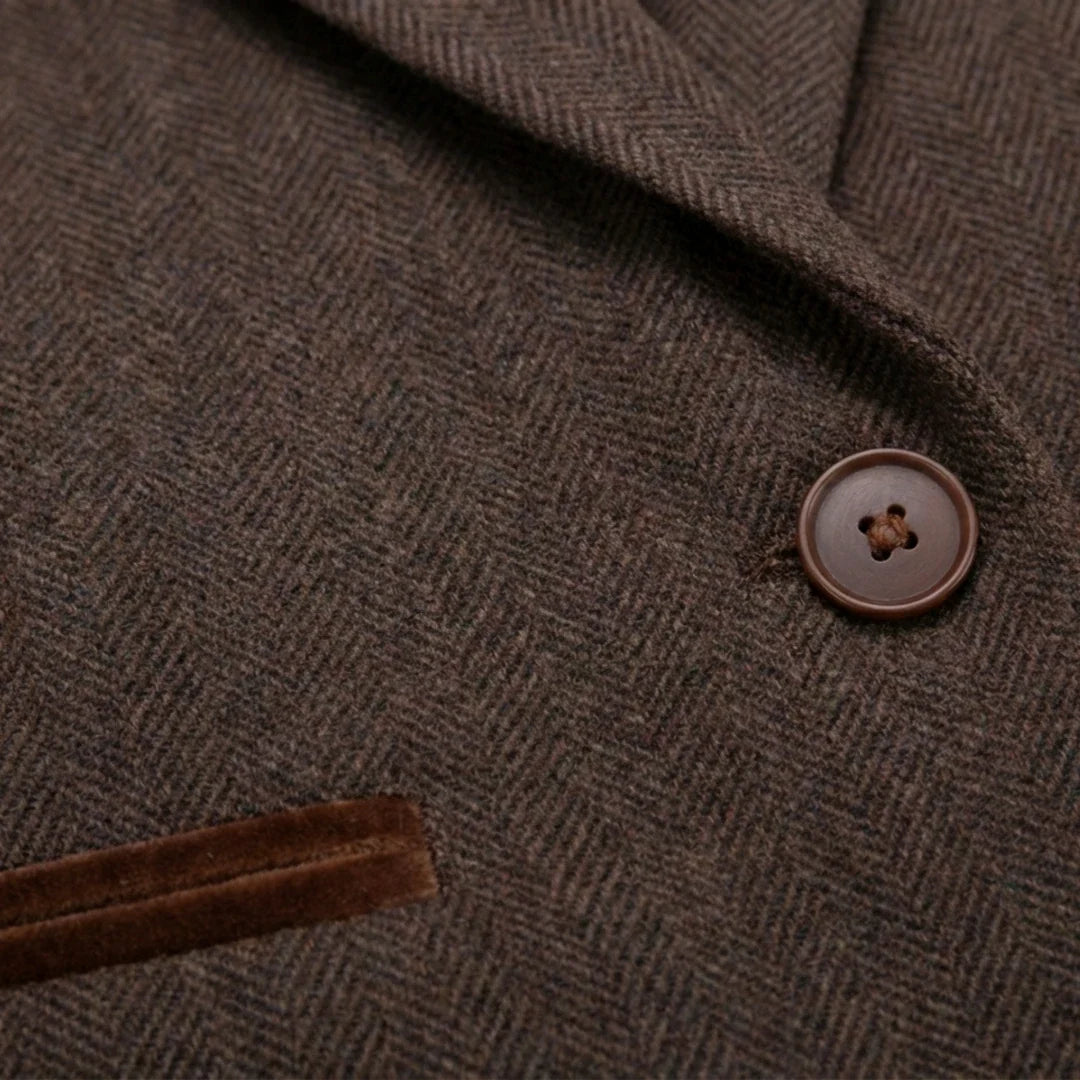 IMW-04 - Women's Brown Tweed Herringbone Blazer Waistcoat